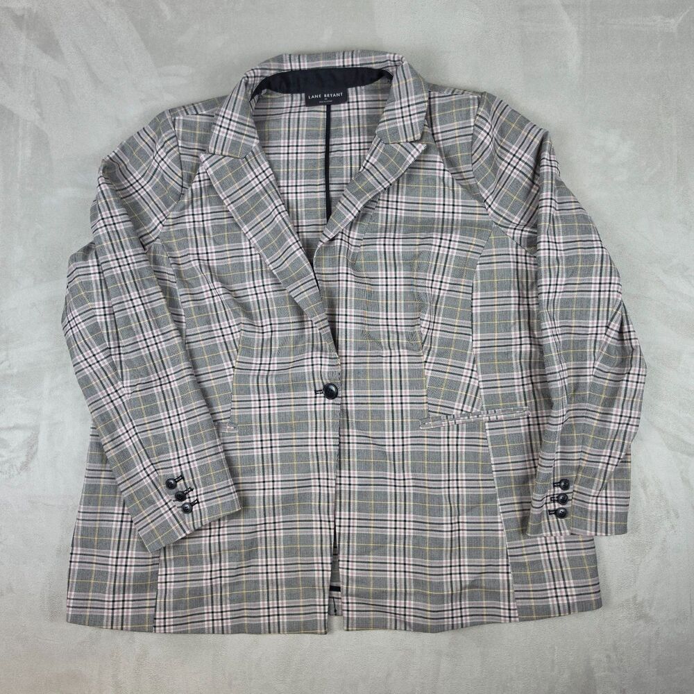 Lane Bryant Gray&Pink Plaid Blazer Women’s Size 20